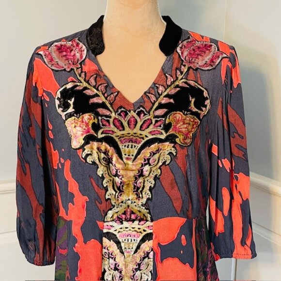 Soft Surroundings Epiphany Gothic Art Nouveau Velvet Maxi Dress 8 Petite - Picture 3 of 10